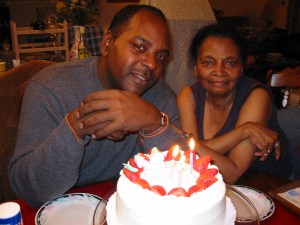 Celebrating a b-day with mom, my mom and his Tia, his aunt